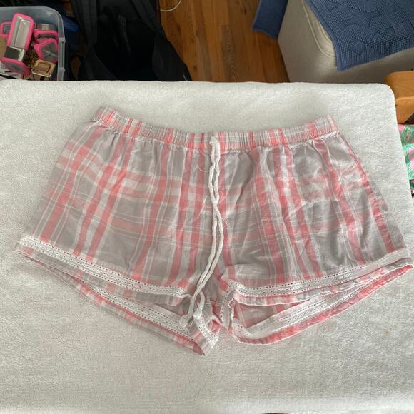 Love to Lounge Women's PJ Shorts size M Pink Gray Plaid - Picture 8 of 16